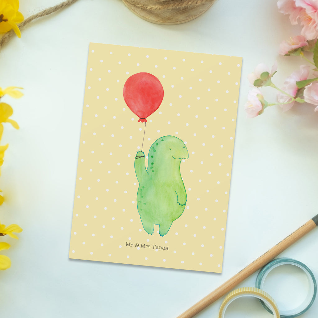Postkarte Schildkröte Luftballon Geschenkkarte, Grußkarte, Karte, Einladung, Ansichtskarte, Geburtstagskarte, Einladungskarte, Dankeskarte, Schildkröte, Schildkröten, Mutausbruch, Motivation, Motivationsspruch
