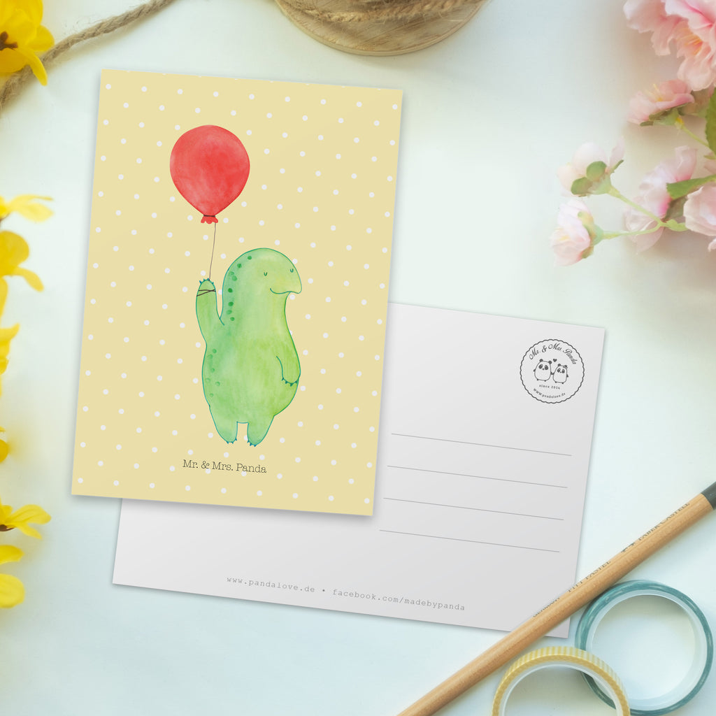 Postkarte Schildkröte Luftballon Geschenkkarte, Grußkarte, Karte, Einladung, Ansichtskarte, Geburtstagskarte, Einladungskarte, Dankeskarte, Schildkröte, Schildkröten, Mutausbruch, Motivation, Motivationsspruch