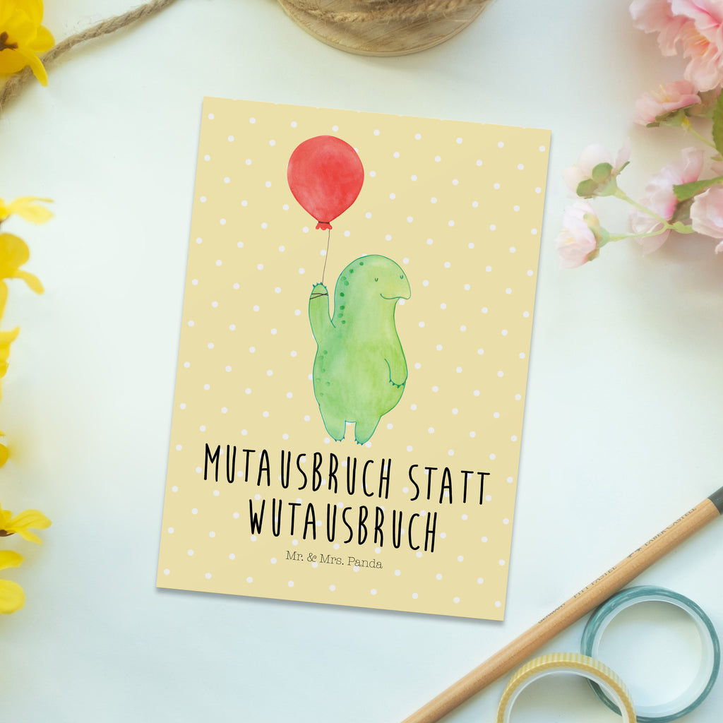 Postkarte Schildkröte Luftballon Geschenkkarte, Grußkarte, Karte, Einladung, Ansichtskarte, Geburtstagskarte, Einladungskarte, Dankeskarte, Schildkröte, Schildkröten, Mutausbruch, Motivation, Motivationsspruch