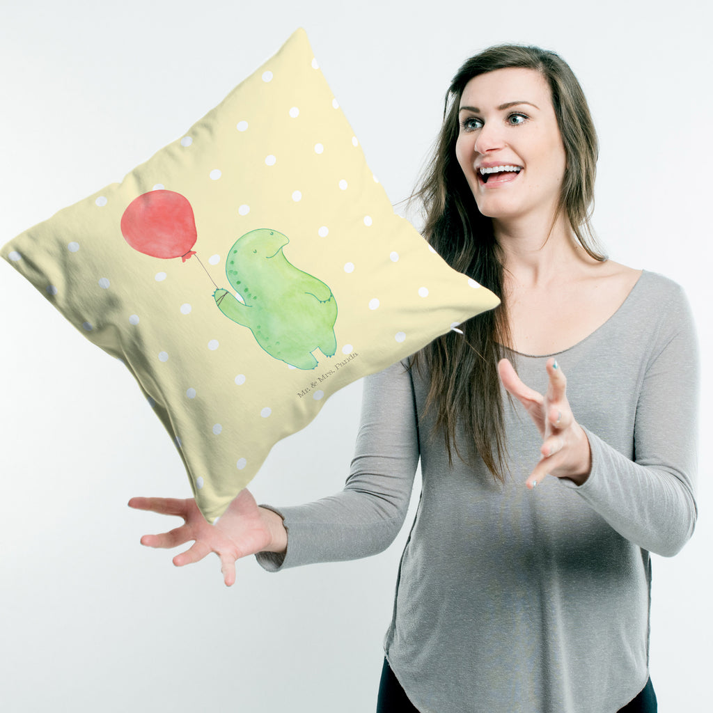 40x40 Kissen Schildkröte Luftballon Kissenhülle, Kopfkissen, Sofakissen, Dekokissen, Motivkissen, Schildkröte, Schildkröten, Mutausbruch, Motivation, Motivationsspruch