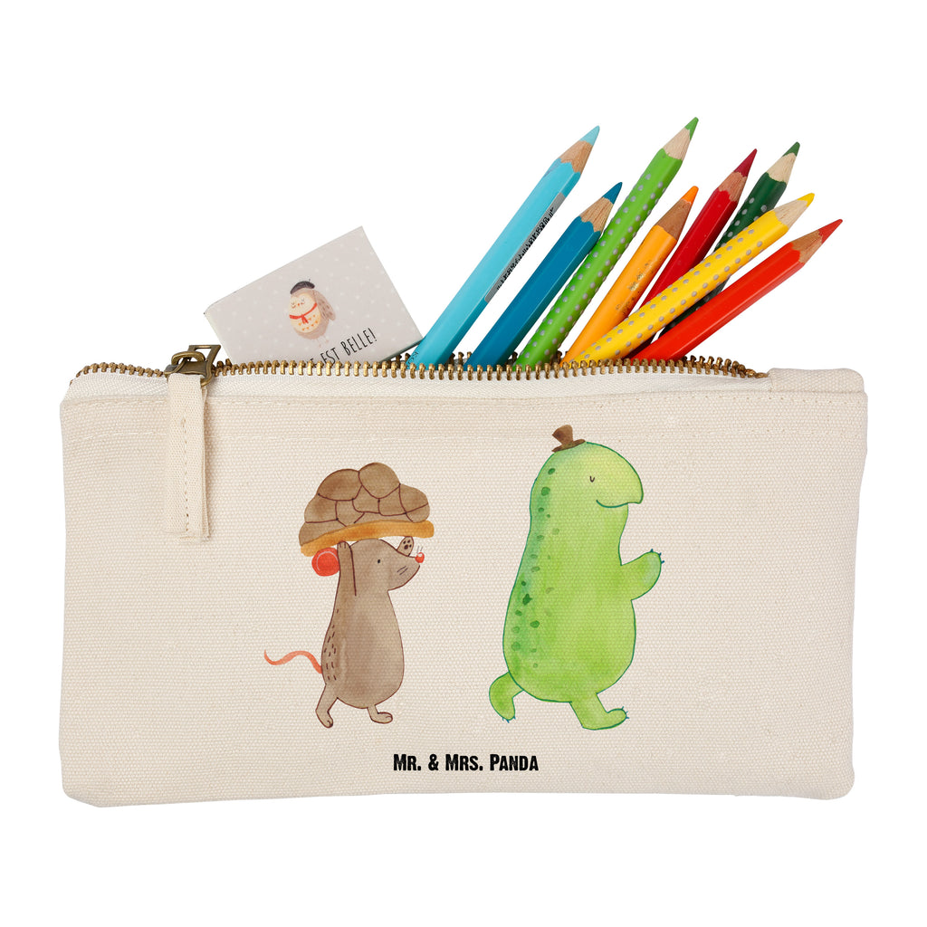 Schminktasche Schildkröte & Maus Schminktasche, Kosmetiktasche, Kosmetikbeutel, Stiftemäppchen, Etui, Federmappe, Makeup, XXL, Schminketui, Kosmetiketui, Schlamperetui, Schildkröte, Maus, Freunde, Freundinnen, beste Freunde, beste Freundinnen