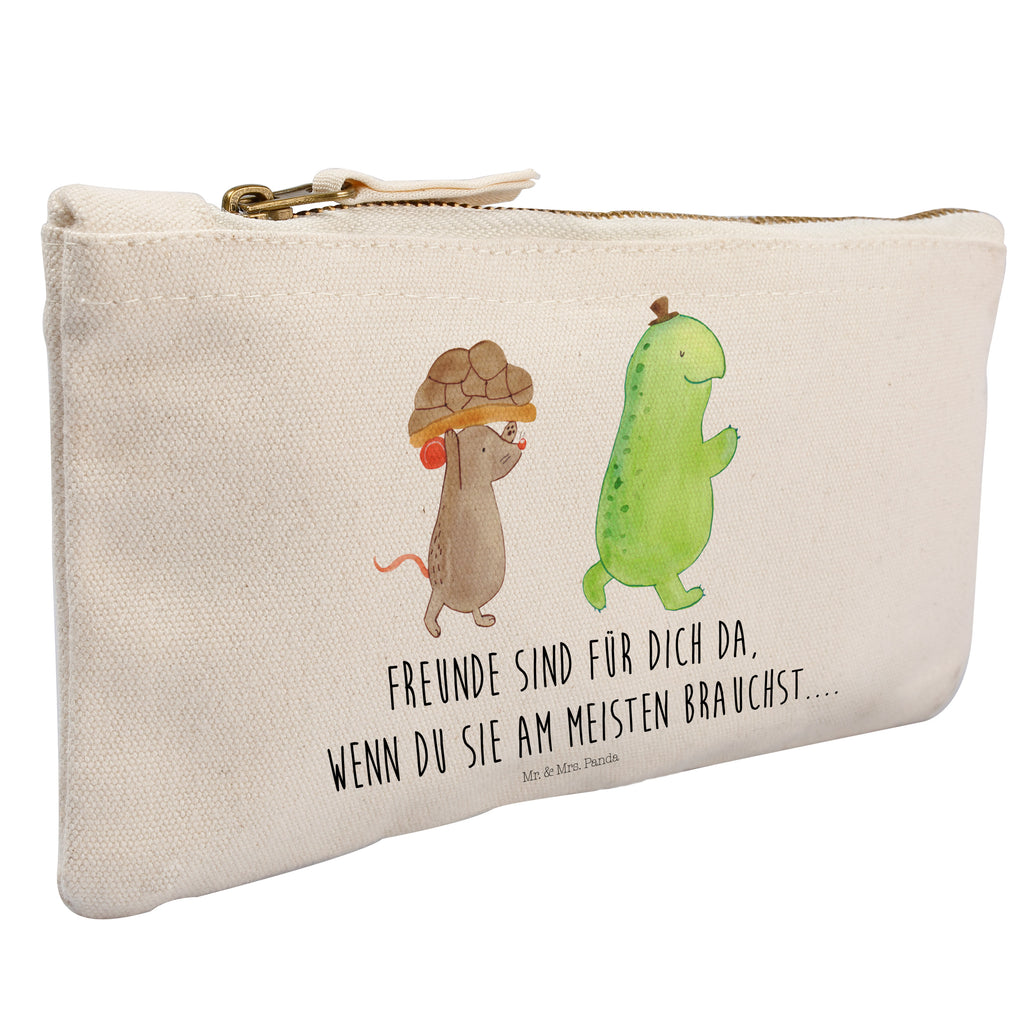 Schminktasche Schildkröte & Maus Schminktasche, Kosmetiktasche, Kosmetikbeutel, Stiftemäppchen, Etui, Federmappe, Makeup, XXL, Schminketui, Kosmetiketui, Schlamperetui, Schildkröte, Maus, Freunde, Freundinnen, beste Freunde, beste Freundinnen