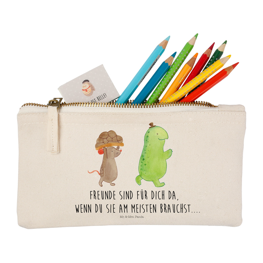 Schminktasche Schildkröte & Maus Schminktasche, Kosmetiktasche, Kosmetikbeutel, Stiftemäppchen, Etui, Federmappe, Makeup, XXL, Schminketui, Kosmetiketui, Schlamperetui, Schildkröte, Maus, Freunde, Freundinnen, beste Freunde, beste Freundinnen