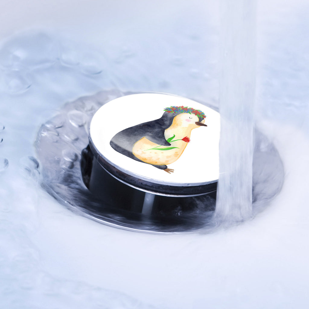 Waschbecken Stöpsel Pinguin Blumenkranz Abflussstöpsel, Stöpsel, Waschbecken, Ablaufgarnitur, Waschbecken Stopfen, Pinguin, Pinguine, Blumenkranz, Universum, Leben, Wünsche, Ziele, Lebensziele, Motivation, Lebenslust, Liebeskummer, Geschenkidee