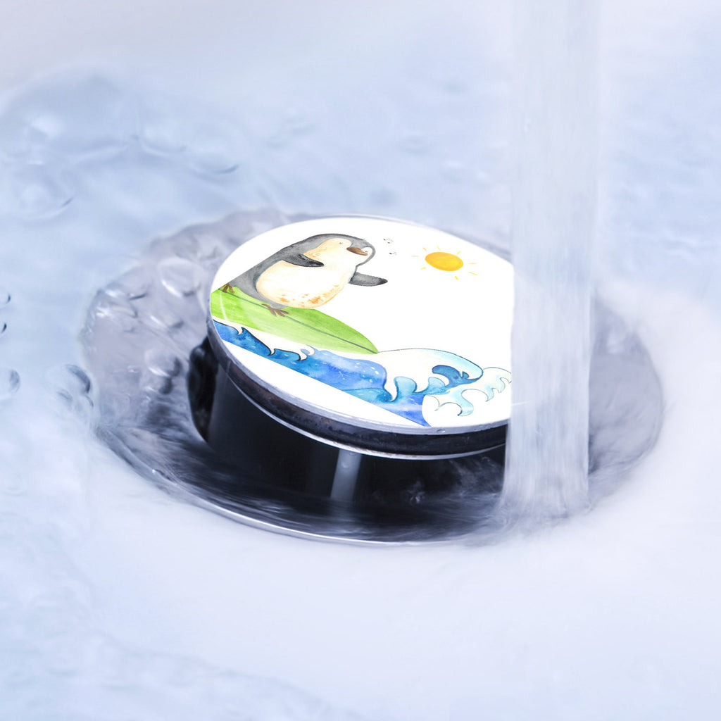 Waschbecken Stöpsel Pinguin Surfer Abflussstöpsel, Stöpsel, Waschbecken, Ablaufgarnitur, Waschbecken Stopfen, Pinguin, Pinguine, surfen, Surfer, Hawaii, Urlaub, Wellen, Wellen reiten, Portugal