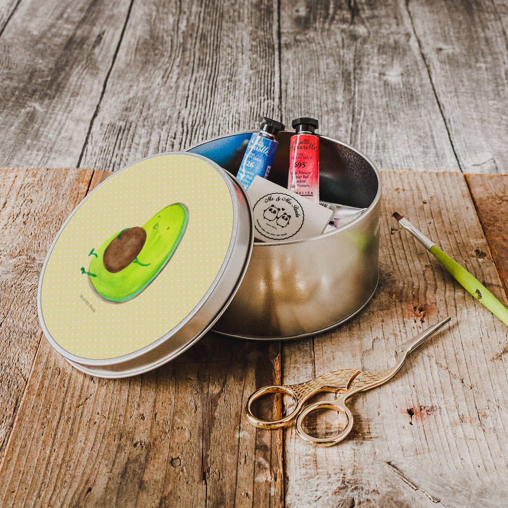 Blechdose rund Avocado pfeift Metalldose, Keksdose, Dose, Vorratsdose, Geschenkbox, Avocado, Veggie, Vegan, Gesund, Diät, Abnehmen, Ernährung, dick sein, Pummelfee