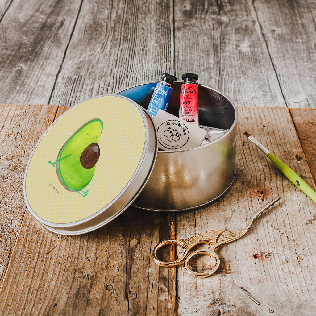 Blechdose rund Avocado schwanger Metalldose, Keksdose, Dose, Vorratsdose, Geschenkbox, Avocado, Veggie, Vegan, Gesund, schwanger, Schwangerschaft, Babyparty, Babyshower