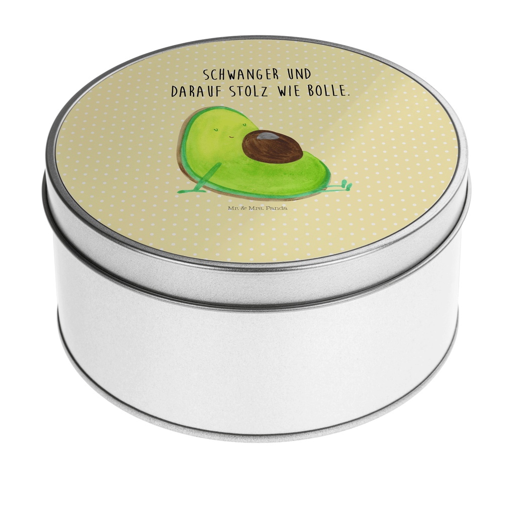 Blechdose rund Avocado schwanger Metalldose, Keksdose, Dose, Vorratsdose, Geschenkbox, Avocado, Veggie, Vegan, Gesund, schwanger, Schwangerschaft, Babyparty, Babyshower