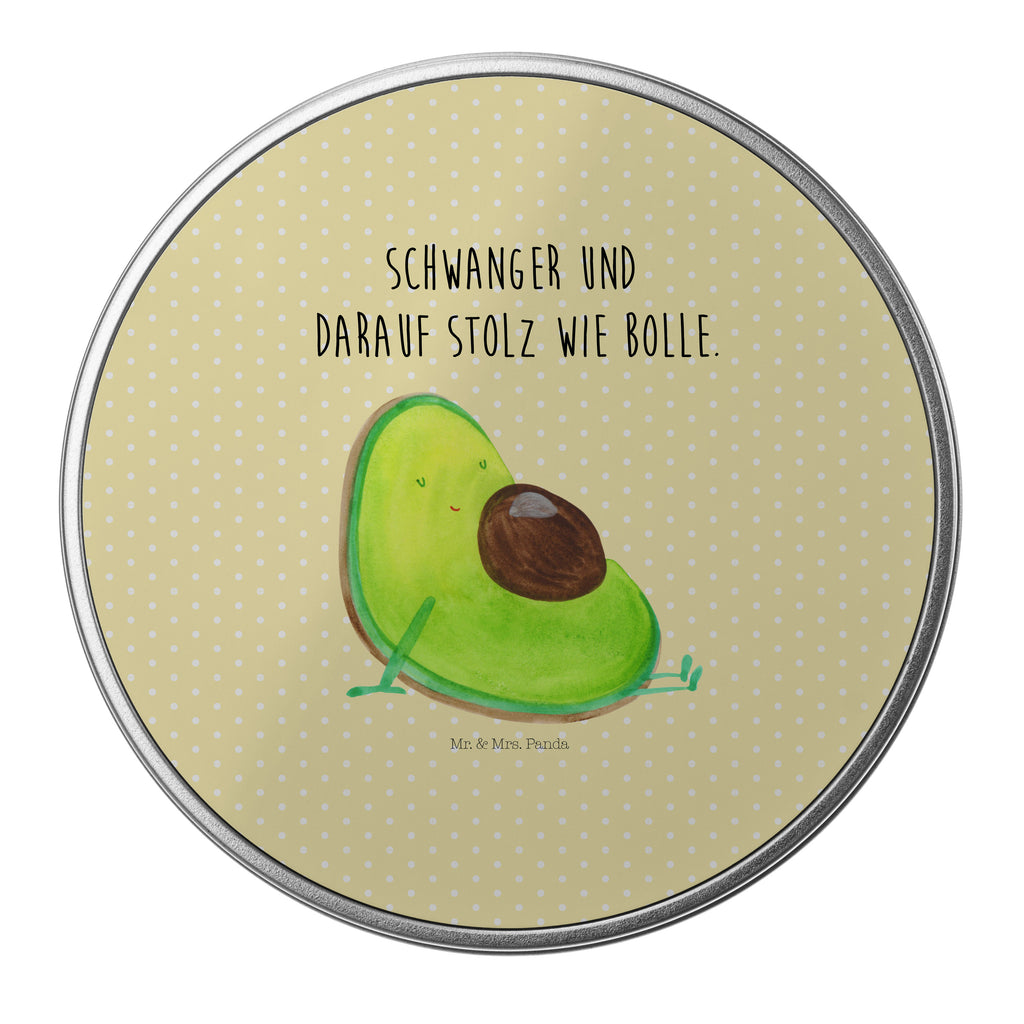 Blechdose rund Avocado schwanger Metalldose, Keksdose, Dose, Vorratsdose, Geschenkbox, Avocado, Veggie, Vegan, Gesund, schwanger, Schwangerschaft, Babyparty, Babyshower