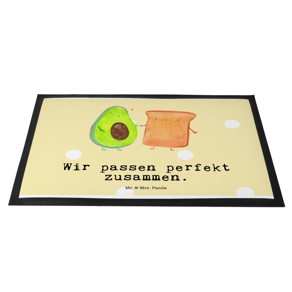 Fußmatte Avocado + Toast Avocado, Toast, Toastbrot, Liebespaar, Pärchen, Freund, Freundin, Verlobt, Verlobungsparty, Hochzeit, Hochzeitsgeschenk, Jahrestag, Jahrestagsgeschenk, Türvorleger, Schmutzmatte, Fußabtreter, Matte, Schmutzfänger, Fußabstreifer, Schmutzfangmatte, Türmatte, Motivfußmatte,  Haustürmatte, Vorleger  Avocado, Veggie, Vegan, Gesund