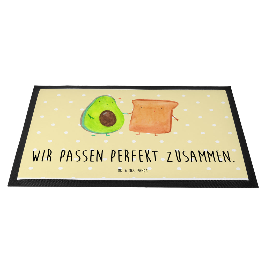 Fußmatte Avocado + Toast Avocado, Toast, Toastbrot, Liebespaar, Pärchen, Freund, Freundin, Verlobt, Verlobungsparty, Hochzeit, Hochzeitsgeschenk, Jahrestag, Jahrestagsgeschenk, Türvorleger, Schmutzmatte, Fußabtreter, Matte, Schmutzfänger, Fußabstreifer, Schmutzfangmatte, Türmatte, Motivfußmatte,  Haustürmatte, Vorleger  Avocado, Veggie, Vegan, Gesund