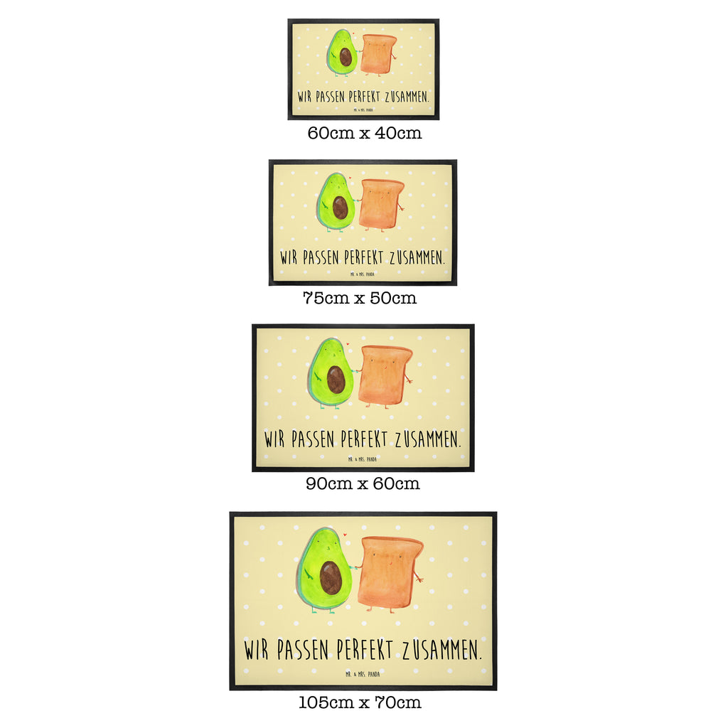 Fußmatte Avocado + Toast Avocado, Toast, Toastbrot, Liebespaar, Pärchen, Freund, Freundin, Verlobt, Verlobungsparty, Hochzeit, Hochzeitsgeschenk, Jahrestag, Jahrestagsgeschenk, Türvorleger, Schmutzmatte, Fußabtreter, Matte, Schmutzfänger, Fußabstreifer, Schmutzfangmatte, Türmatte, Motivfußmatte,  Haustürmatte, Vorleger  Avocado, Veggie, Vegan, Gesund