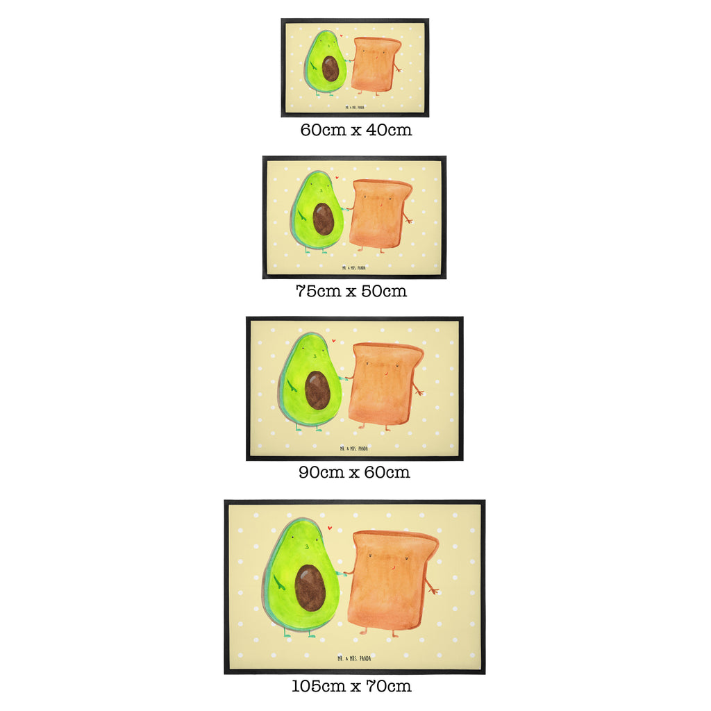 Fußmatte Avocado + Toast Avocado, Toast, Toastbrot, Liebespaar, Pärchen, Freund, Freundin, Verlobt, Verlobungsparty, Hochzeit, Hochzeitsgeschenk, Jahrestag, Jahrestagsgeschenk, Türvorleger, Schmutzmatte, Fußabtreter, Matte, Schmutzfänger, Fußabstreifer, Schmutzfangmatte, Türmatte, Motivfußmatte,  Haustürmatte, Vorleger  Avocado, Veggie, Vegan, Gesund