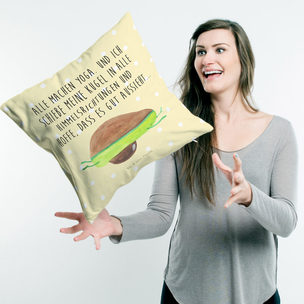 40x40 Kissen Avocado Yoga Kissenhülle, Kopfkissen, Sofakissen, Dekokissen, Motivkissen, Avocado, Veggie, Vegan, Gesund, Avocado Yoga Vegan