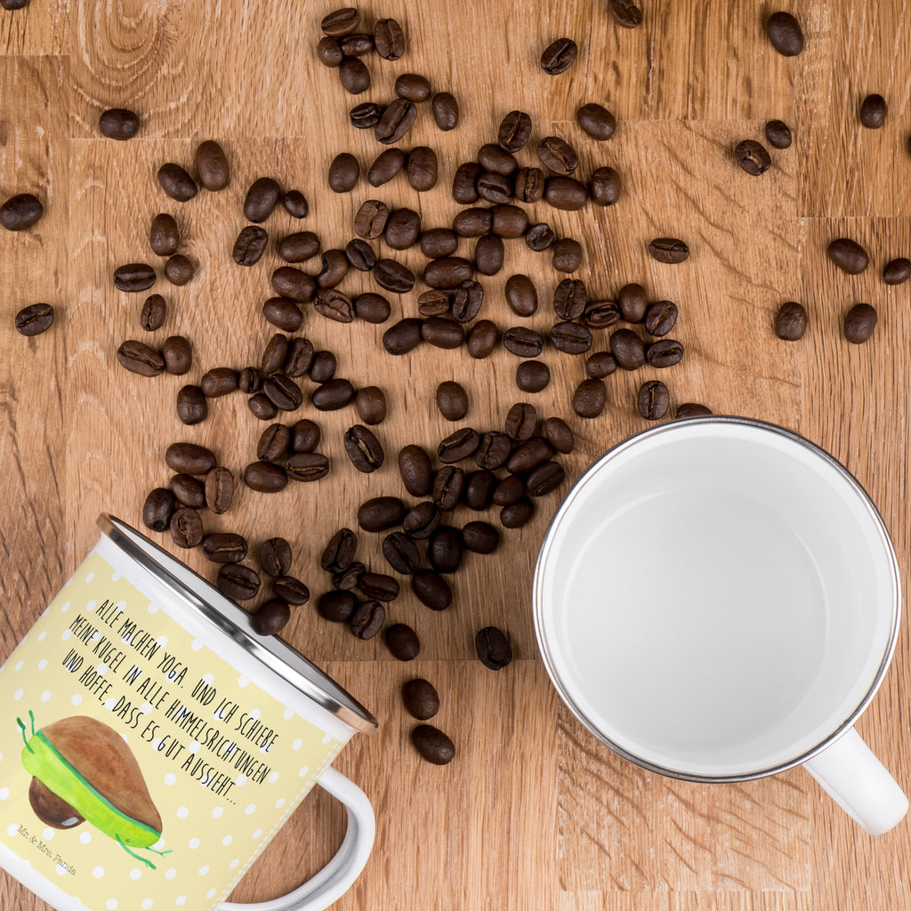 Camping Emaille Tasse Avocado Yoga Campingtasse, Trinkbecher, Metalltasse, Outdoor Tasse, Emaille Trinkbecher, Blechtasse Outdoor, Emaille Campingbecher, Edelstahl Trinkbecher, Metalltasse für Camping, Kaffee Blechtasse, Camping Tasse Metall, Avocado, Veggie, Vegan, Gesund, Avocado Yoga Vegan