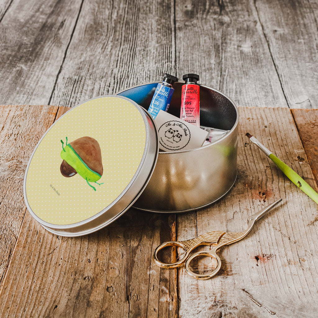 Blechdose rund Avocado Yoga Metalldose, Keksdose, Dose, Vorratsdose, Geschenkbox, Avocado, Veggie, Vegan, Gesund, Avocado Yoga Vegan