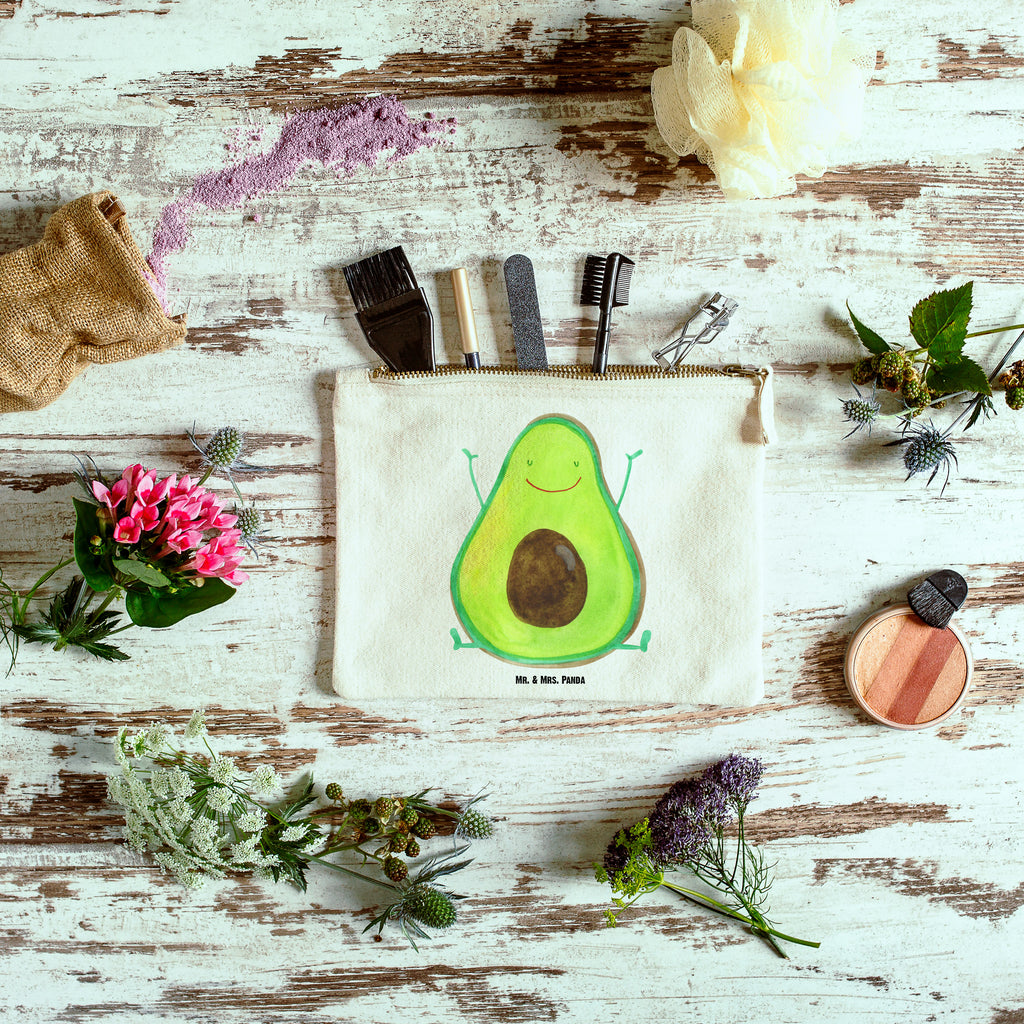 Schminktasche Avocado Happy Schminktasche, Kosmetiktasche, Kosmetikbeutel, Stiftemäppchen, Etui, Federmappe, Makeup, XXL, Schminketui, Kosmetiketui, Schlamperetui, Avocado, Veggie, Vegan, Gesund, Chaos