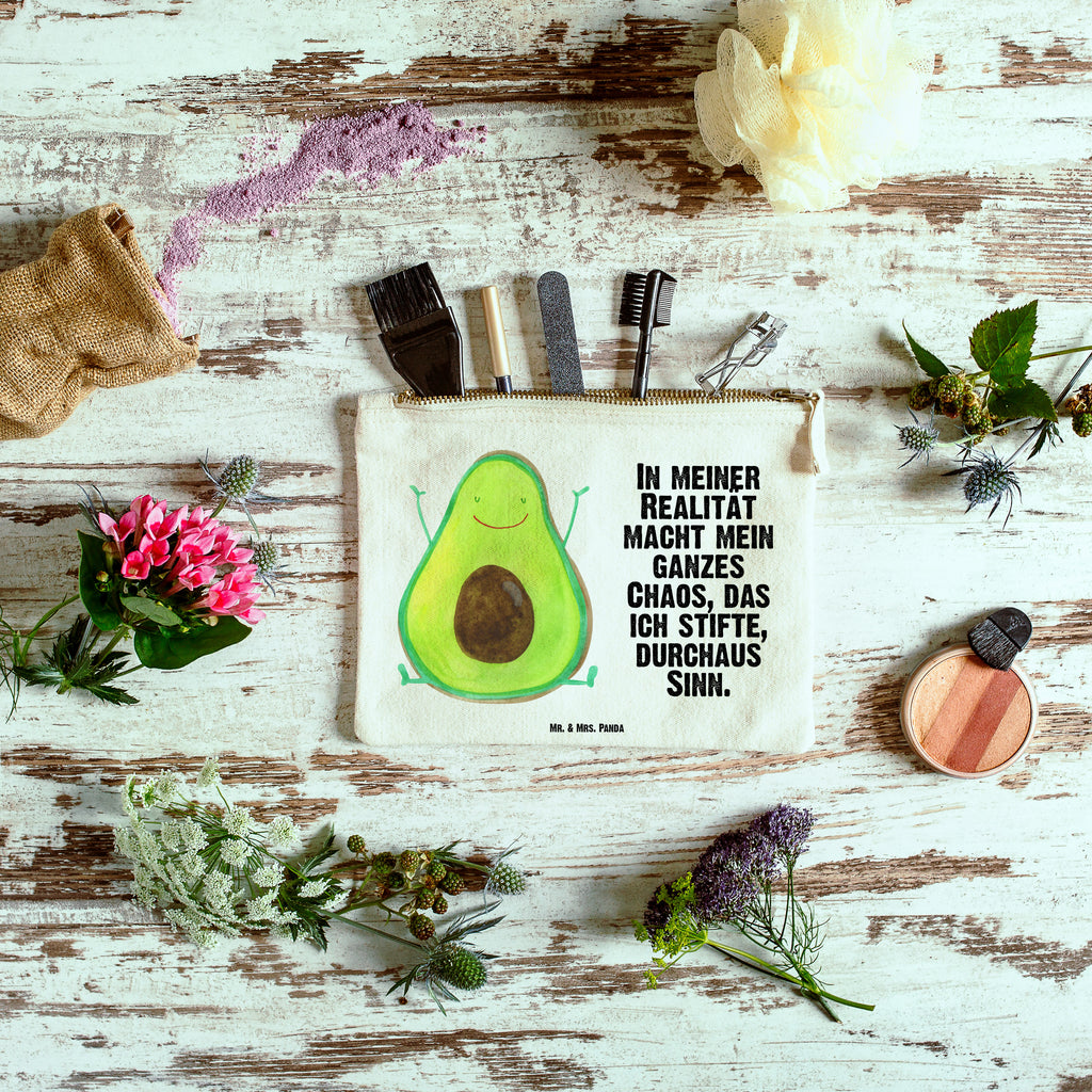 Schminktasche Avocado Happy Schminktasche, Kosmetiktasche, Kosmetikbeutel, Stiftemäppchen, Etui, Federmappe, Makeup, XXL, Schminketui, Kosmetiketui, Schlamperetui, Avocado, Veggie, Vegan, Gesund, Chaos