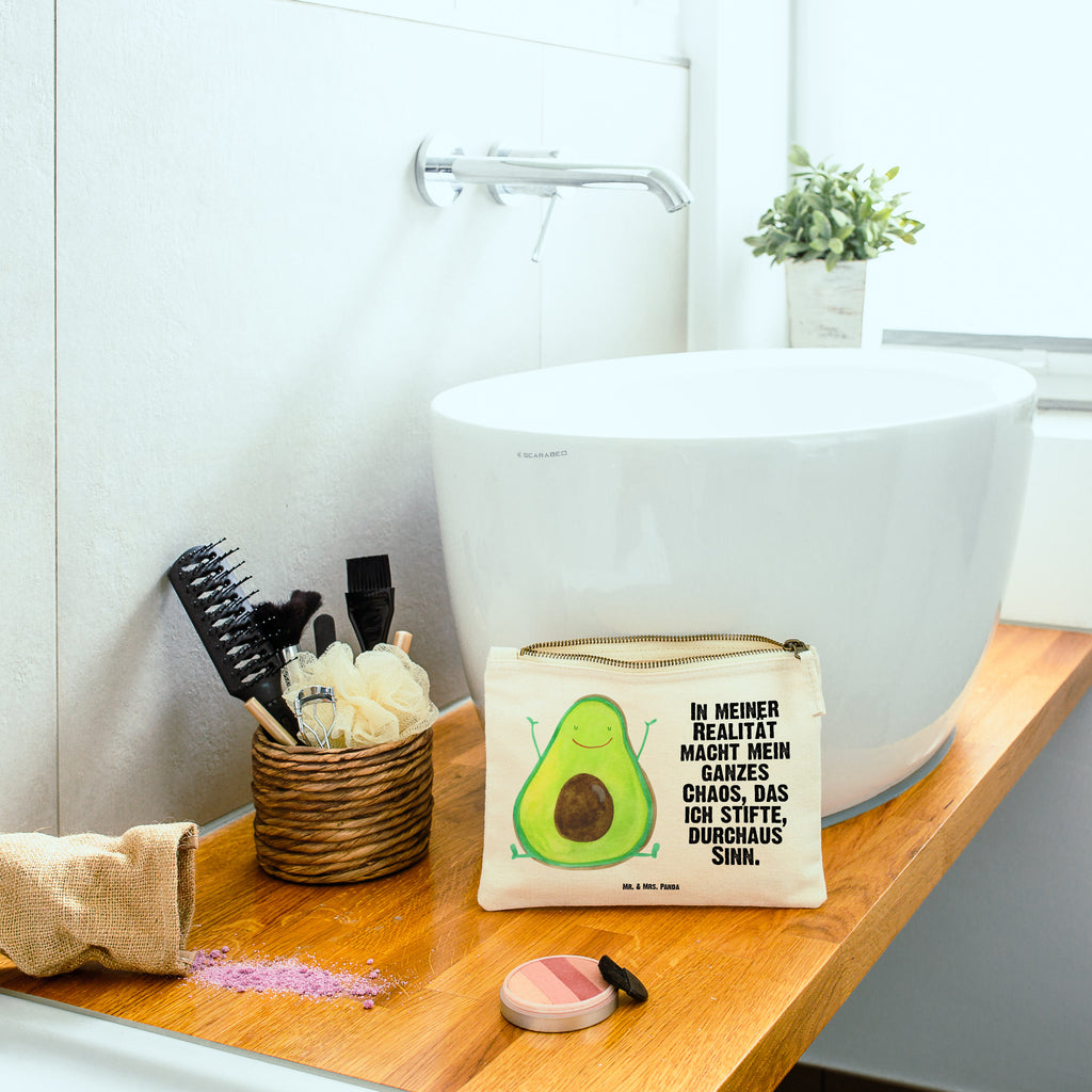 Schminktasche Avocado Happy Schminktasche, Kosmetiktasche, Kosmetikbeutel, Stiftemäppchen, Etui, Federmappe, Makeup, XXL, Schminketui, Kosmetiketui, Schlamperetui, Avocado, Veggie, Vegan, Gesund, Chaos