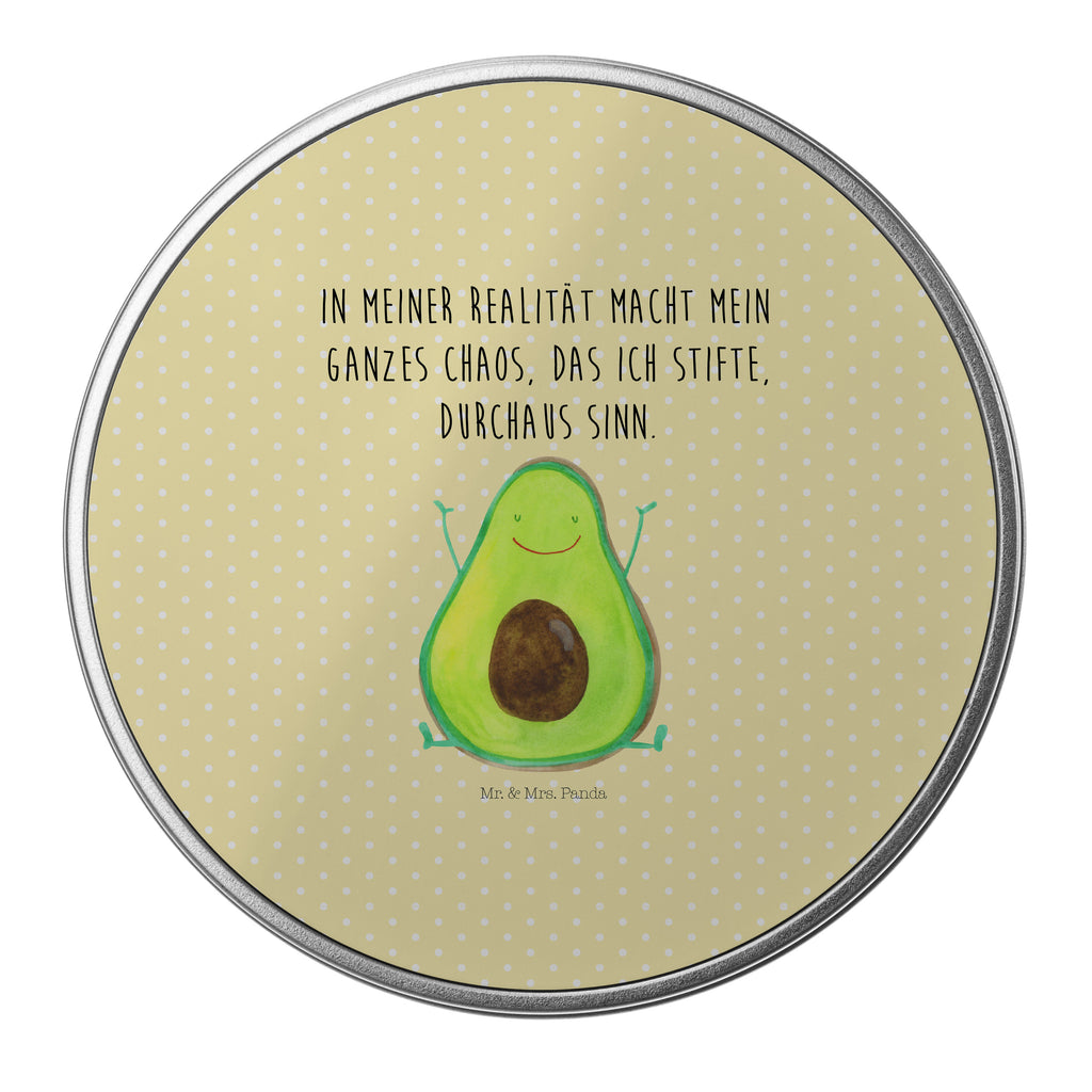 Blechdose rund Avocado Happy Metalldose, Keksdose, Dose, Vorratsdose, Geschenkbox, Avocado, Veggie, Vegan, Gesund, Chaos