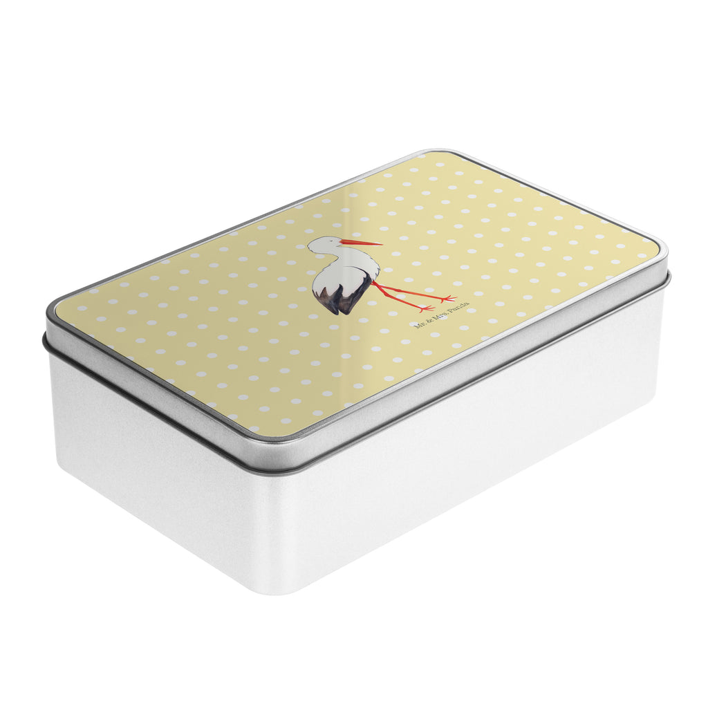 Metalldose rechteckig Storch Blechdose, Metalldose, Blechbox, Container, Keksdose, Vorratsdose, Vorratsbox, Döschen, Versperbox, Vesperdose, Aufbewahrungsdose, Aufbewahrungsbox, Aluminiumdose, Dose, Tiermotive, Gute Laune, lustige Sprüche, Tiere, Storch, Störche, Schwangerschaft, Geburt, Mutter, Mütter, Mutter werden, Schwanger, Babybauch, Baby