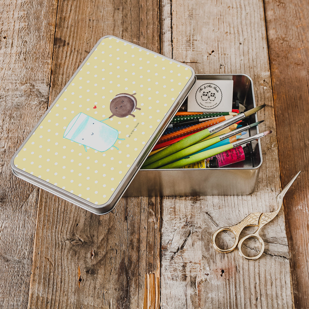 Metalldose rechteckig Milch & Keks Blechdose, Metalldose, Blechbox, Container, Keksdose, Vorratsdose, Vorratsbox, Döschen, Versperbox, Vesperdose, Aufbewahrungsdose, Aufbewahrungsbox, Aluminiumdose, Dose, Tiermotive, Gute Laune, lustige Sprüche, Tiere, Milk, Cookie, Milch, Keks, Kekse, Kaffee, Einladung Frühstück, Motiv süß, romantisch, perfektes Paar