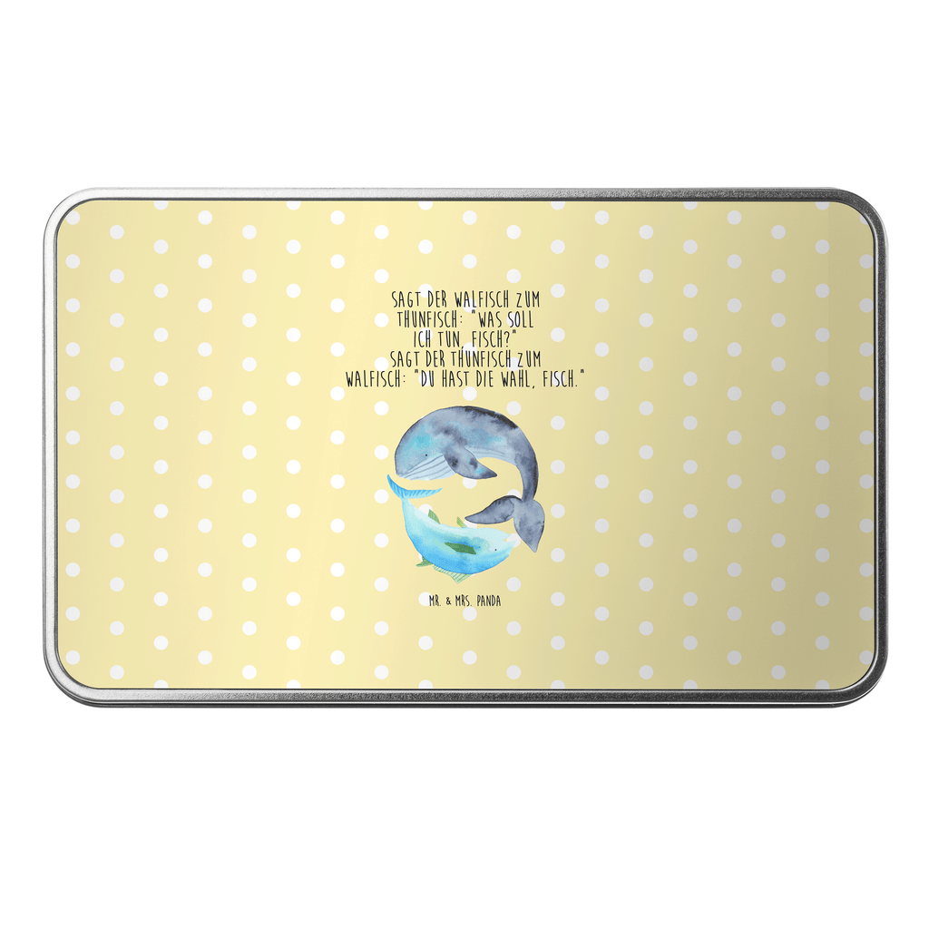 Metalldose rechteckig Walfisch & Thunfisch Blechdose, Metalldose, Blechbox, Container, Keksdose, Vorratsdose, Vorratsbox, Döschen, Versperbox, Vesperdose, Aufbewahrungsdose, Aufbewahrungsbox, Aluminiumdose, Dose, Tiermotive, Gute Laune, lustige Sprüche, Tiere, Wal, Wahl, Tunfisch, Wortwitz lustig, Spruch lustig, Flachwitz, Witz, Spruch des Tages, Flachwitz Geschenk