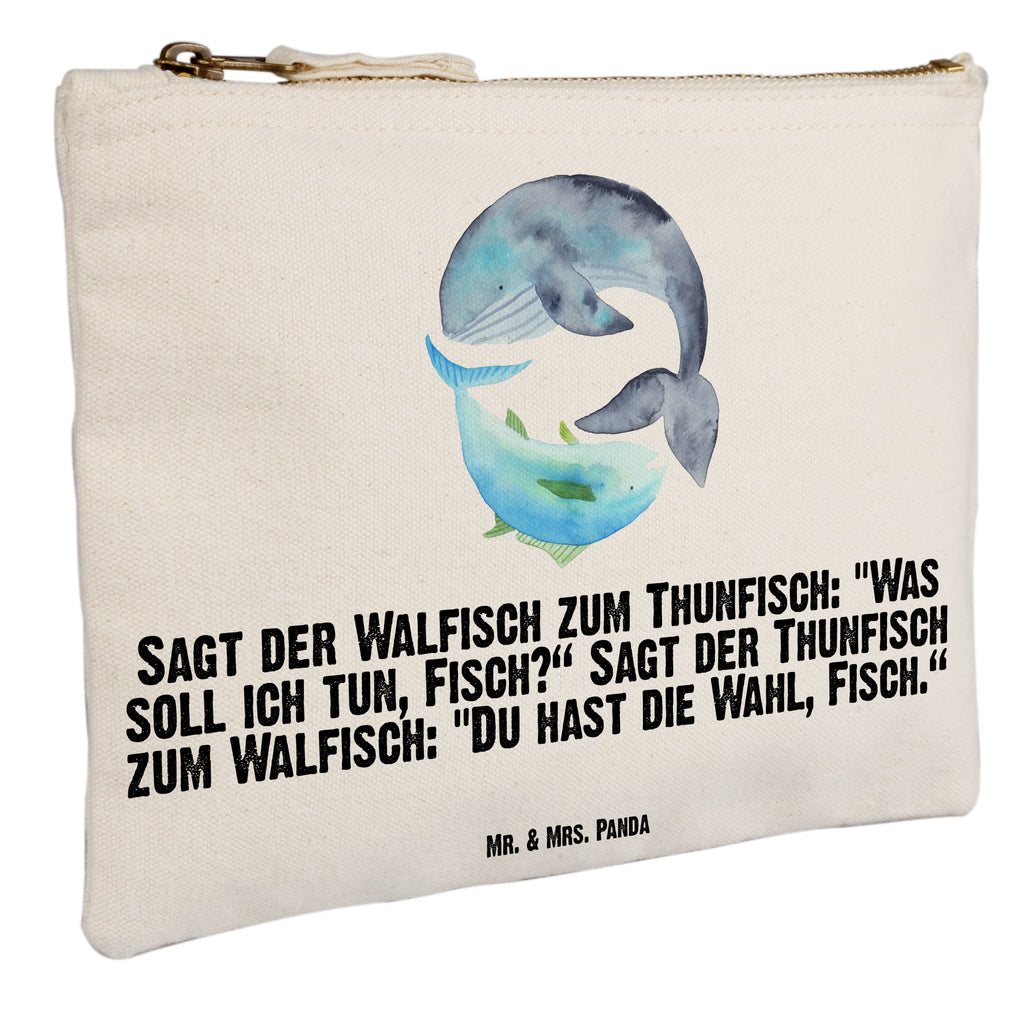 Schminktasche Walfisch & Thunfisch Schminktasche, Kosmetiktasche, Kosmetikbeutel, Stiftemäppchen, Etui, Federmappe, Makeup, XXL, Schminketui, Kosmetiketui, Schlamperetui, Tiermotive, Gute Laune, lustige Sprüche, Tiere, Wal, Wahl, Tunfisch, Wortwitz lustig, Spruch lustig, Flachwitz, Witz, Spruch des Tages, Flachwitz Geschenk