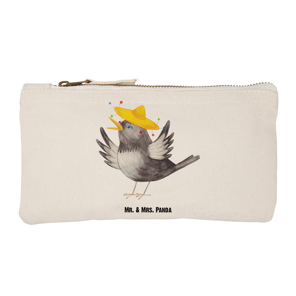 Schminktasche Rabe mit Sombrero Schminktasche, Kosmetiktasche, Kosmetikbeutel, Stiftemäppchen, Etui, Federmappe, Makeup, XXL, Schminketui, Kosmetiketui, Schlamperetui, Tiermotive, Gute Laune, lustige Sprüche, Tiere, Rabe, Vogel, Vögel, Spruch positiv, fröhlich sein, glücklich sein, Glück Spruch, froh, Elster, Motivation