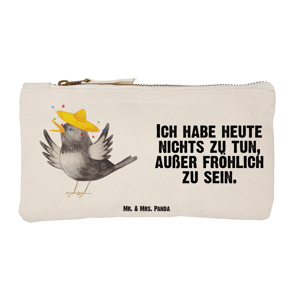 Schminktasche Rabe mit Sombrero Schminktasche, Kosmetiktasche, Kosmetikbeutel, Stiftemäppchen, Etui, Federmappe, Makeup, XXL, Schminketui, Kosmetiketui, Schlamperetui, Tiermotive, Gute Laune, lustige Sprüche, Tiere, Rabe, Vogel, Vögel, Spruch positiv, fröhlich sein, glücklich sein, Glück Spruch, froh, Elster, Motivation