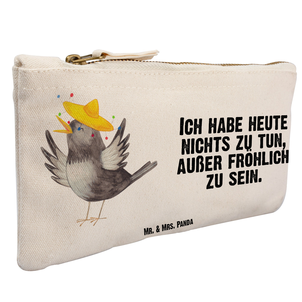 Schminktasche Rabe mit Sombrero Schminktasche, Kosmetiktasche, Kosmetikbeutel, Stiftemäppchen, Etui, Federmappe, Makeup, XXL, Schminketui, Kosmetiketui, Schlamperetui, Tiermotive, Gute Laune, lustige Sprüche, Tiere, Rabe, Vogel, Vögel, Spruch positiv, fröhlich sein, glücklich sein, Glück Spruch, froh, Elster, Motivation