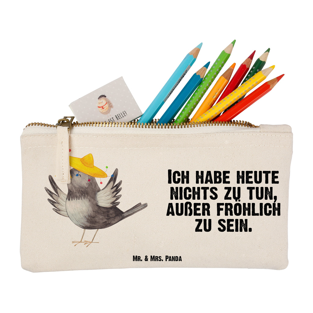 Schminktasche Rabe mit Sombrero Schminktasche, Kosmetiktasche, Kosmetikbeutel, Stiftemäppchen, Etui, Federmappe, Makeup, XXL, Schminketui, Kosmetiketui, Schlamperetui, Tiermotive, Gute Laune, lustige Sprüche, Tiere, Rabe, Vogel, Vögel, Spruch positiv, fröhlich sein, glücklich sein, Glück Spruch, froh, Elster, Motivation