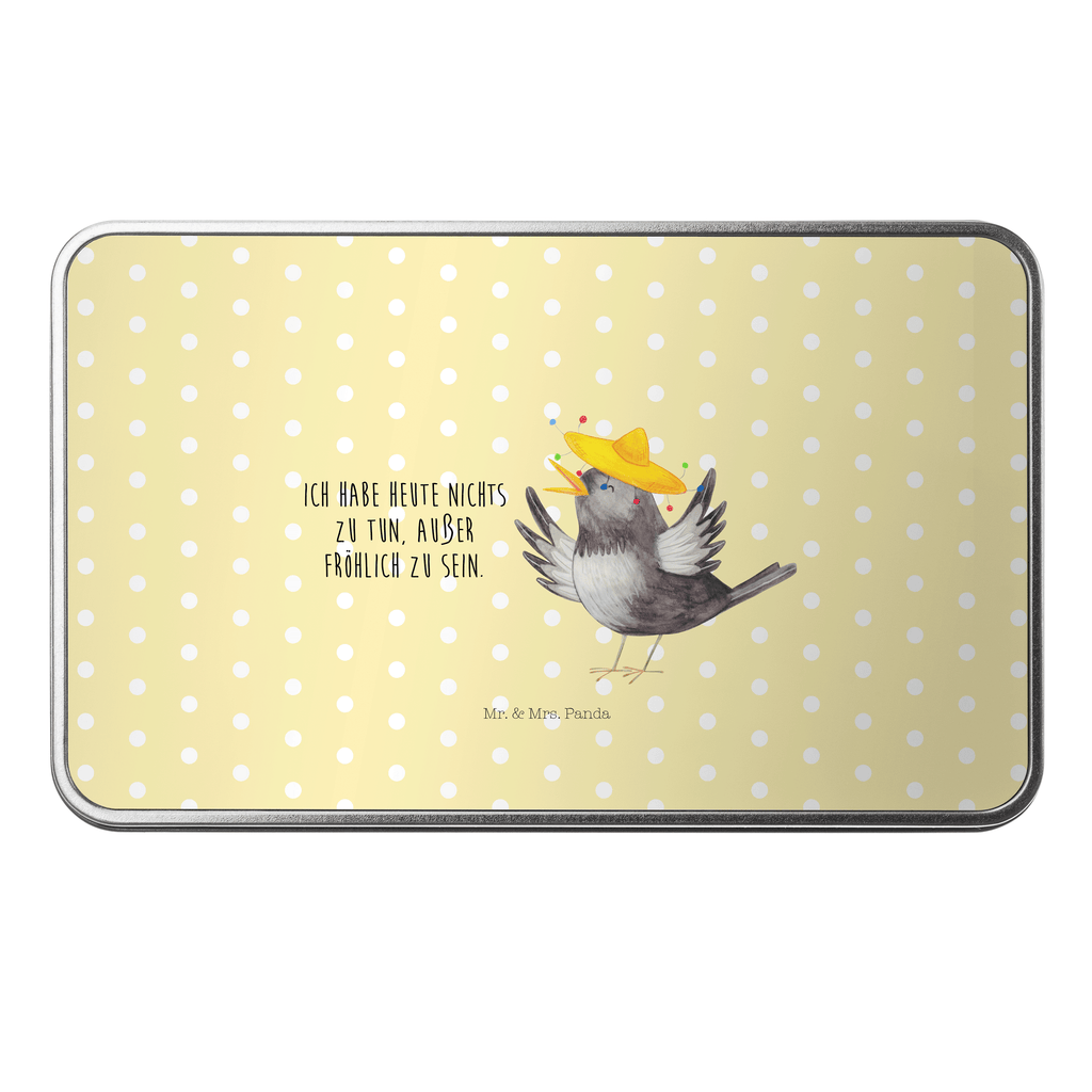 Metalldose rechteckig Rabe mit Sombrero Blechdose, Metalldose, Blechbox, Container, Keksdose, Vorratsdose, Vorratsbox, Döschen, Versperbox, Vesperdose, Aufbewahrungsdose, Aufbewahrungsbox, Aluminiumdose, Dose, Tiermotive, Gute Laune, lustige Sprüche, Tiere, Rabe, Vogel, Vögel, Spruch positiv, fröhlich sein, glücklich sein, Glück Spruch, froh, Elster, Motivation