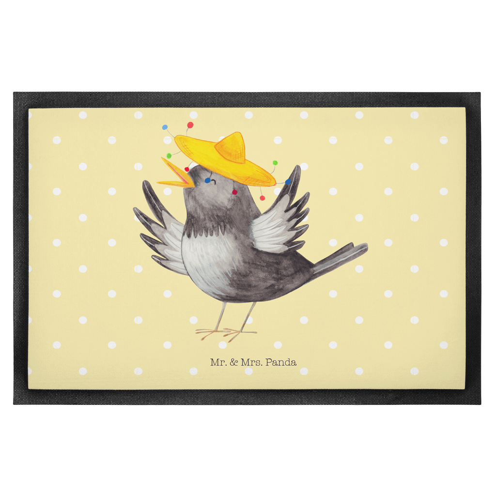 Fußmatte Rabe mit Sombrero Türvorleger, Schmutzmatte, Fußabtreter, Matte, Schmutzfänger, Fußabstreifer, Schmutzfangmatte, Türmatte, Motivfußmatte, Haustürmatte, Vorleger, Tiermotive, Gute Laune, lustige Sprüche, Tiere, Rabe, Vogel, Vögel, Spruch positiv, fröhlich sein, glücklich sein, Glück Spruch, froh, Elster, Motivation