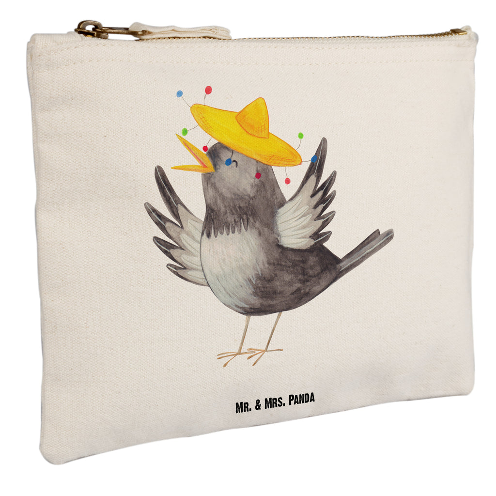 Schminktasche Rabe mit Sombrero Schminktasche, Kosmetiktasche, Kosmetikbeutel, Stiftemäppchen, Etui, Federmappe, Makeup, XXL, Schminketui, Kosmetiketui, Schlamperetui, Tiermotive, Gute Laune, lustige Sprüche, Tiere, Rabe, Vogel, Vögel, Spruch positiv, fröhlich sein, glücklich sein, Glück Spruch, froh, Elster, Motivation