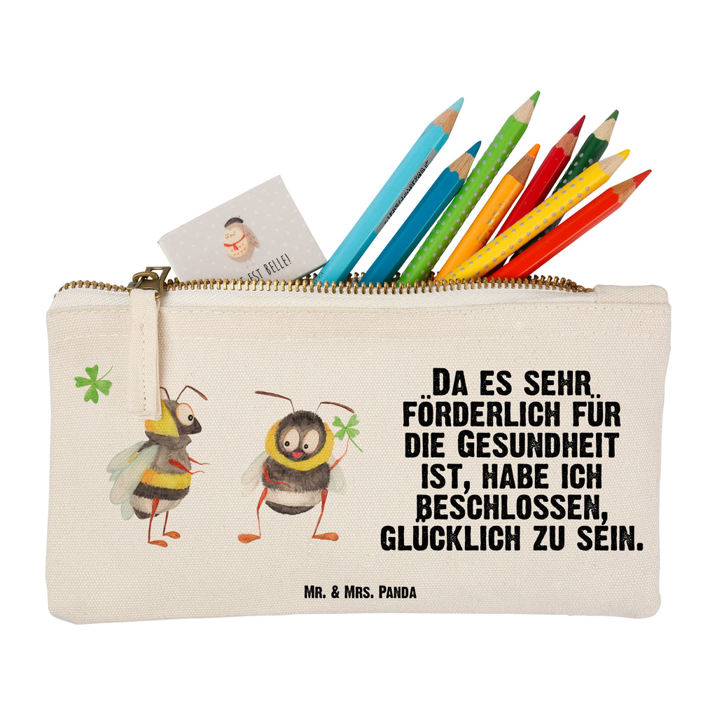 Schminktasche Hummeln mit Kleeblatt Schminktasche, Kosmetiktasche, Kosmetikbeutel, Stiftemäppchen, Etui, Federmappe, Makeup, XXL, Schminketui, Kosmetiketui, Schlamperetui, Tiermotive, Gute Laune, lustige Sprüche, Tiere, Hummel, Biene, Spruch positiv, Biene Deko, Spruch schön, glücklich sein, glücklich werden, Spruch fröhlich