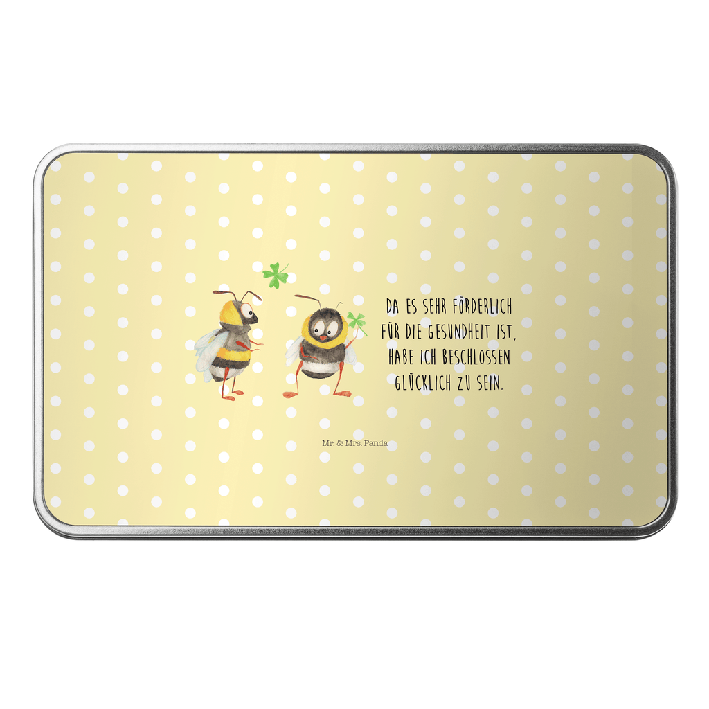 Metalldose rechteckig Hummeln mit Kleeblatt Blechdose, Metalldose, Blechbox, Container, Keksdose, Vorratsdose, Vorratsbox, Döschen, Versperbox, Vesperdose, Aufbewahrungsdose, Aufbewahrungsbox, Aluminiumdose, Dose, Tiermotive, Gute Laune, lustige Sprüche, Tiere, Hummel, Biene, Spruch positiv, Biene Deko, Spruch schön, glücklich sein, glücklich werden, Spruch fröhlich