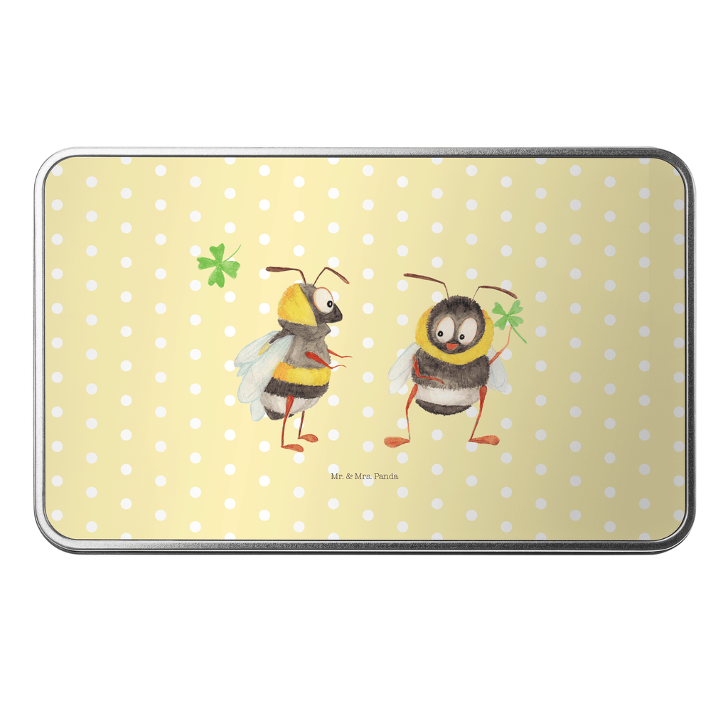 Metalldose rechteckig Hummeln mit Kleeblatt Blechdose, Metalldose, Blechbox, Container, Keksdose, Vorratsdose, Vorratsbox, Döschen, Versperbox, Vesperdose, Aufbewahrungsdose, Aufbewahrungsbox, Aluminiumdose, Dose, Tiermotive, Gute Laune, lustige Sprüche, Tiere, Hummel, Biene, Spruch positiv, Biene Deko, Spruch schön, glücklich sein, glücklich werden, Spruch fröhlich