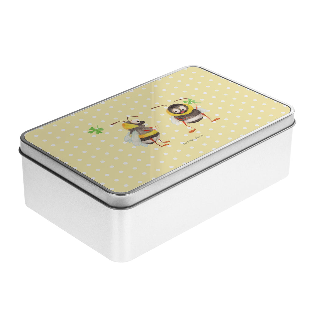 Metalldose rechteckig Hummeln mit Kleeblatt Blechdose, Metalldose, Blechbox, Container, Keksdose, Vorratsdose, Vorratsbox, Döschen, Versperbox, Vesperdose, Aufbewahrungsdose, Aufbewahrungsbox, Aluminiumdose, Dose, Tiermotive, Gute Laune, lustige Sprüche, Tiere, Hummel, Biene, Spruch positiv, Biene Deko, Spruch schön, glücklich sein, glücklich werden, Spruch fröhlich