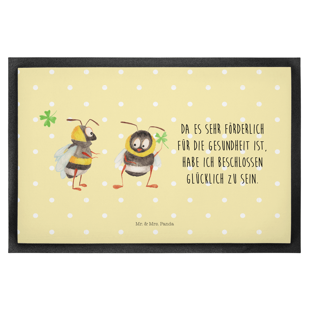Fußmatte Hummeln mit Kleeblatt Hummel, Biene, Spruch positiv, Biene Deko, Spruch schön, glücklich sein, glücklich werden, Spruch fröhlich Türvorleger, Schmutzmatte, Fußabtreter, Matte, Schmutzfänger, Fußabstreifer, Schmutzfangmatte, Türmatte, Motivfußmatte,  Haustürmatte, Vorleger  süße Tiermotive, gute Laune, lustige Sprüche, Tiere