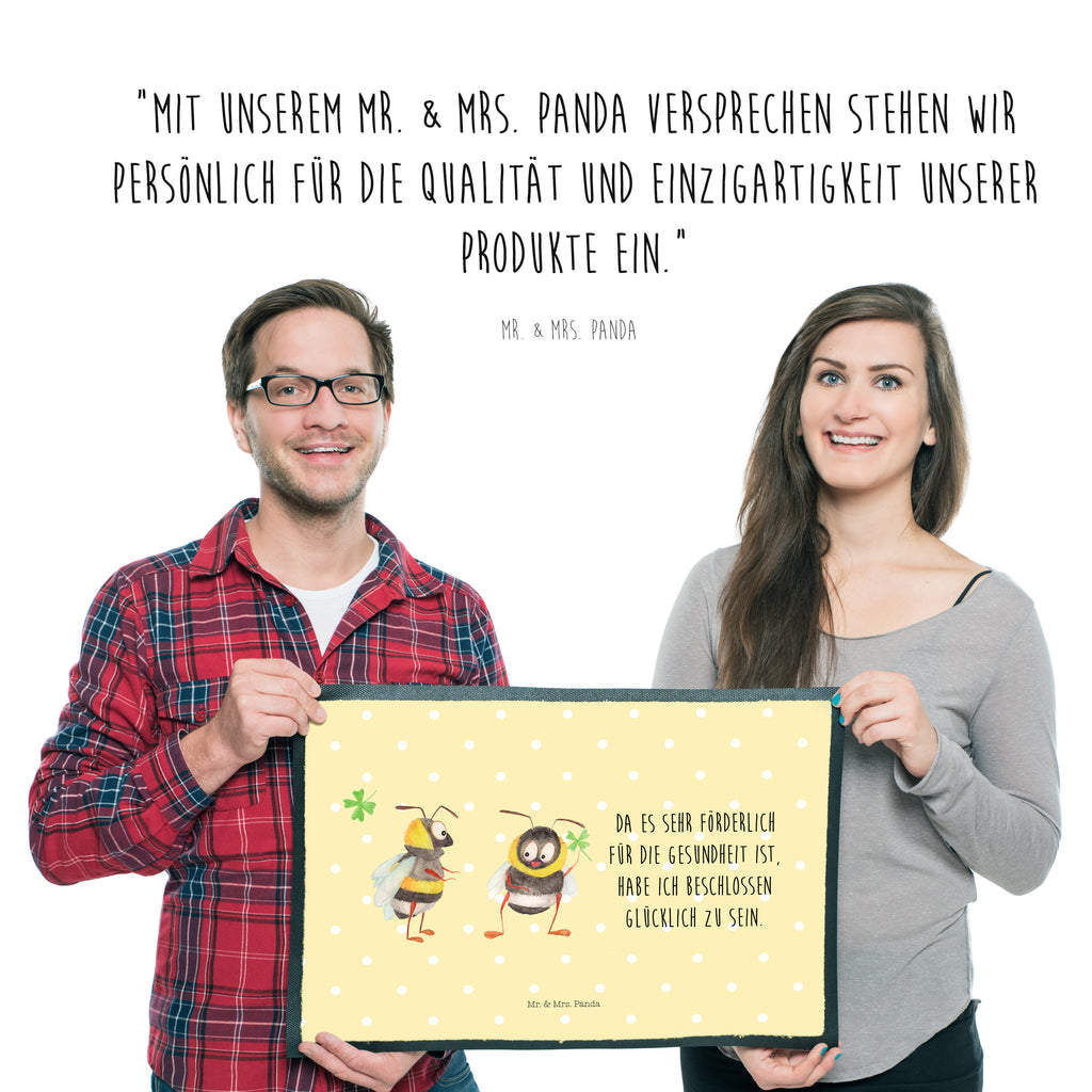 Fußmatte Hummeln mit Kleeblatt Hummel, Biene, Spruch positiv, Biene Deko, Spruch schön, glücklich sein, glücklich werden, Spruch fröhlich Türvorleger, Schmutzmatte, Fußabtreter, Matte, Schmutzfänger, Fußabstreifer, Schmutzfangmatte, Türmatte, Motivfußmatte,  Haustürmatte, Vorleger  süße Tiermotive, gute Laune, lustige Sprüche, Tiere