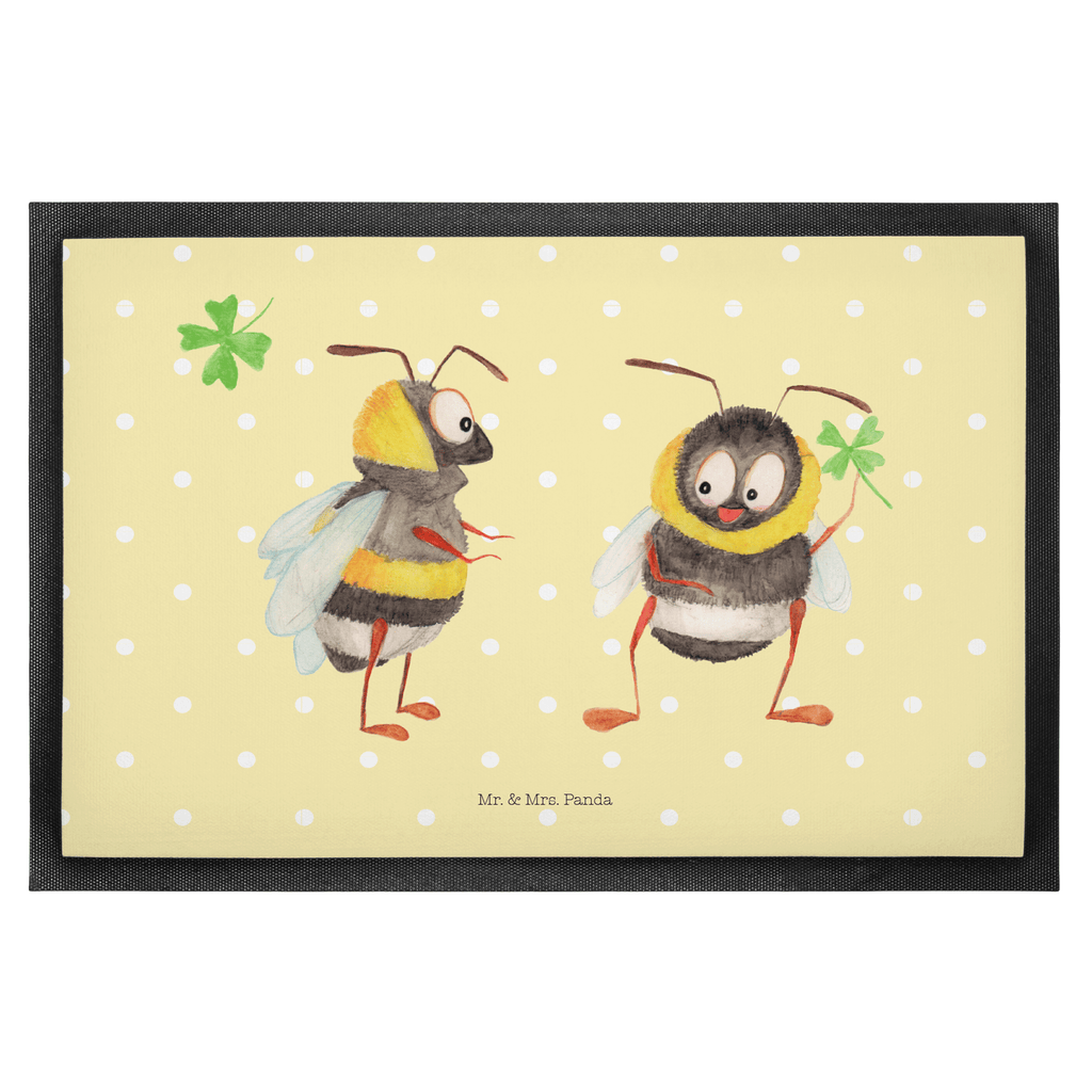 Fußmatte Hummeln mit Kleeblatt Hummel, Biene, Spruch positiv, Biene Deko, Spruch schön, glücklich sein, glücklich werden, Spruch fröhlich Türvorleger, Schmutzmatte, Fußabtreter, Matte, Schmutzfänger, Fußabstreifer, Schmutzfangmatte, Türmatte, Motivfußmatte,  Haustürmatte, Vorleger  süße Tiermotive, gute Laune, lustige Sprüche, Tiere