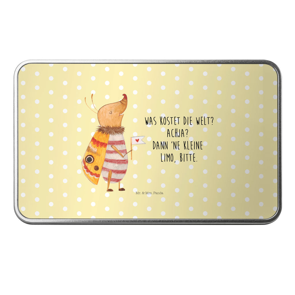 Metalldose rechteckig Nachtfalter mit Fähnchen Blechdose, Metalldose, Blechbox, Container, Keksdose, Vorratsdose, Vorratsbox, Döschen, Versperbox, Vesperdose, Aufbewahrungsdose, Aufbewahrungsbox, Aluminiumdose, Dose, Tiermotive, Gute Laune, lustige Sprüche, Tiere, Nachtfalter, Käfer, Spruch lustig, Spruch witzig, süß, niedlich, Küche Deko, Was kostet die Welt