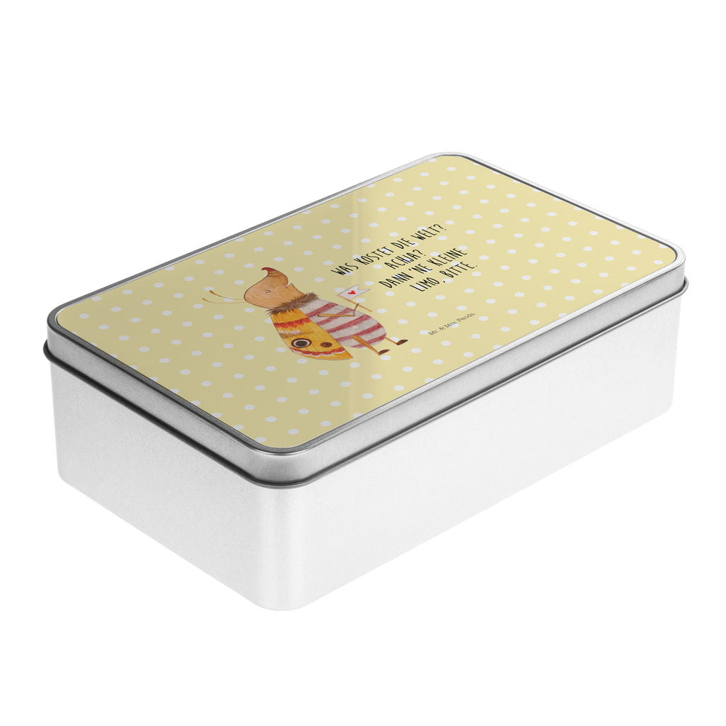 Metalldose rechteckig Nachtfalter mit Fähnchen Blechdose, Metalldose, Blechbox, Container, Keksdose, Vorratsdose, Vorratsbox, Döschen, Versperbox, Vesperdose, Aufbewahrungsdose, Aufbewahrungsbox, Aluminiumdose, Dose, Tiermotive, Gute Laune, lustige Sprüche, Tiere, Nachtfalter, Käfer, Spruch lustig, Spruch witzig, süß, niedlich, Küche Deko, Was kostet die Welt