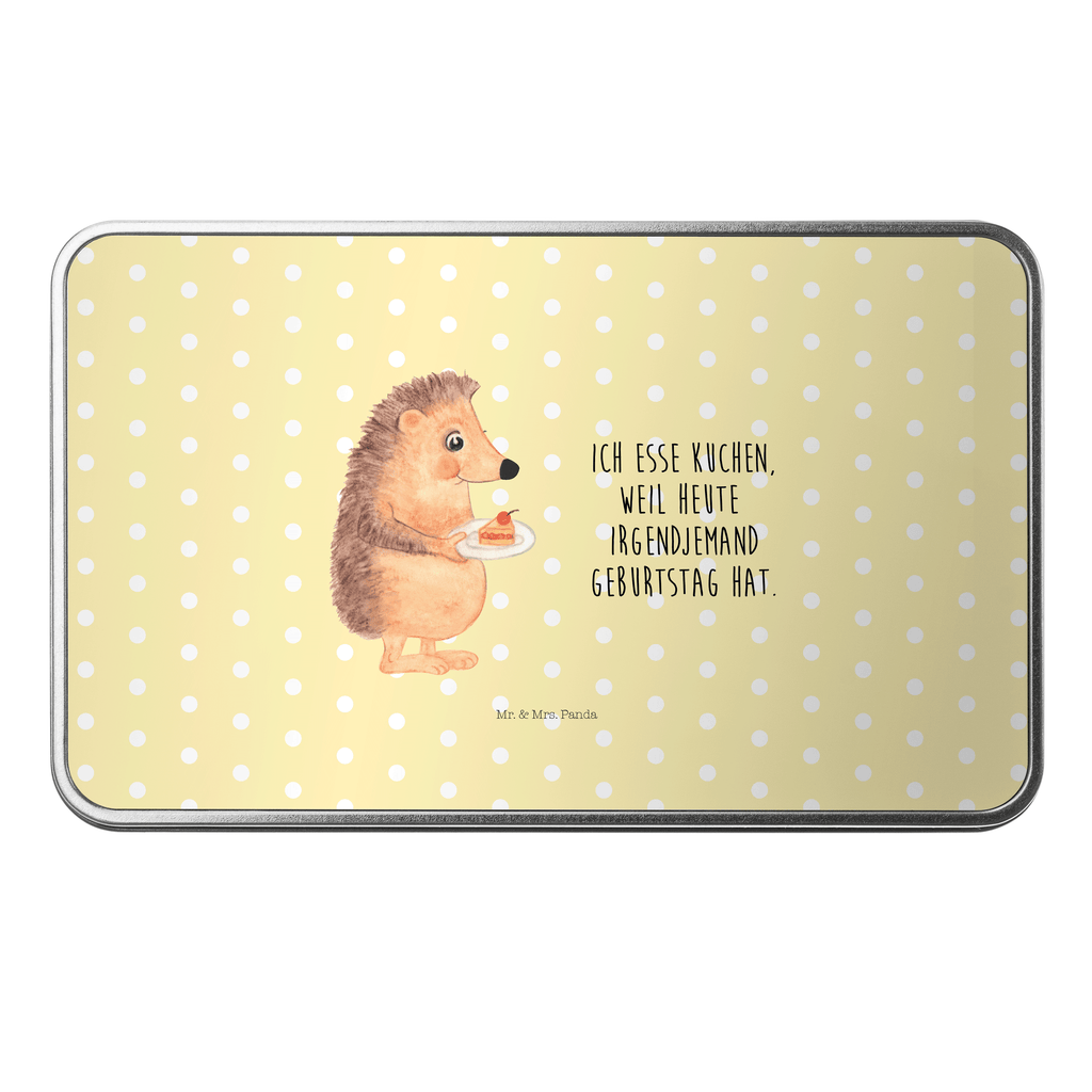 Metalldose rechteckig Igel mit Kuchenstück Blechdose, Metalldose, Blechbox, Container, Keksdose, Vorratsdose, Vorratsbox, Döschen, Versperbox, Vesperdose, Aufbewahrungsdose, Aufbewahrungsbox, Aluminiumdose, Dose, süße Tiermotive, gute Laune, lustige Sprüche, Tiere, Igel, Essen Spruch, Kuchen, Backen Geschenk, Kuchen backen, Einladung Party, Geburtstagskuchen, Torte