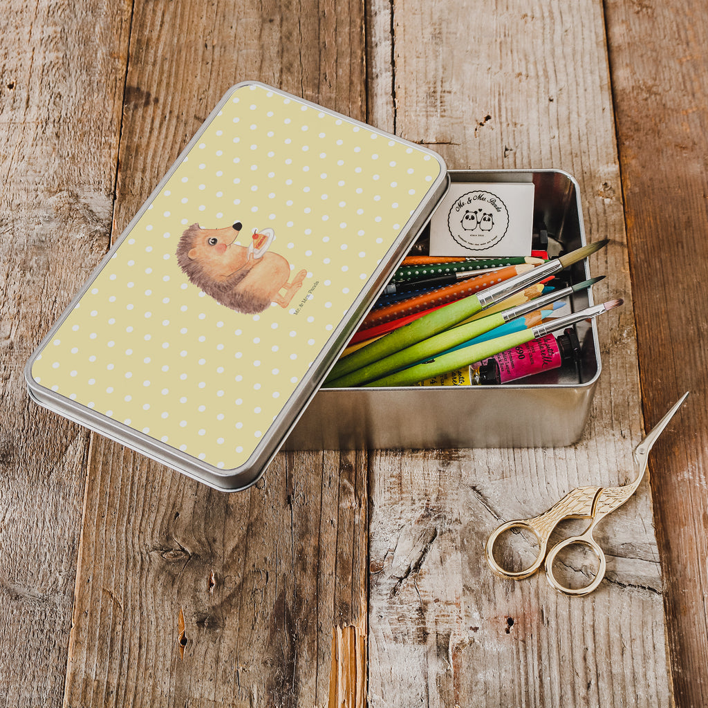 Metalldose rechteckig Igel mit Kuchenstück Blechdose, Metalldose, Blechbox, Container, Keksdose, Vorratsdose, Vorratsbox, Döschen, Versperbox, Vesperdose, Aufbewahrungsdose, Aufbewahrungsbox, Aluminiumdose, Dose, süße Tiermotive, gute Laune, lustige Sprüche, Tiere, Igel, Essen Spruch, Kuchen, Backen Geschenk, Kuchen backen, Einladung Party, Geburtstagskuchen, Torte