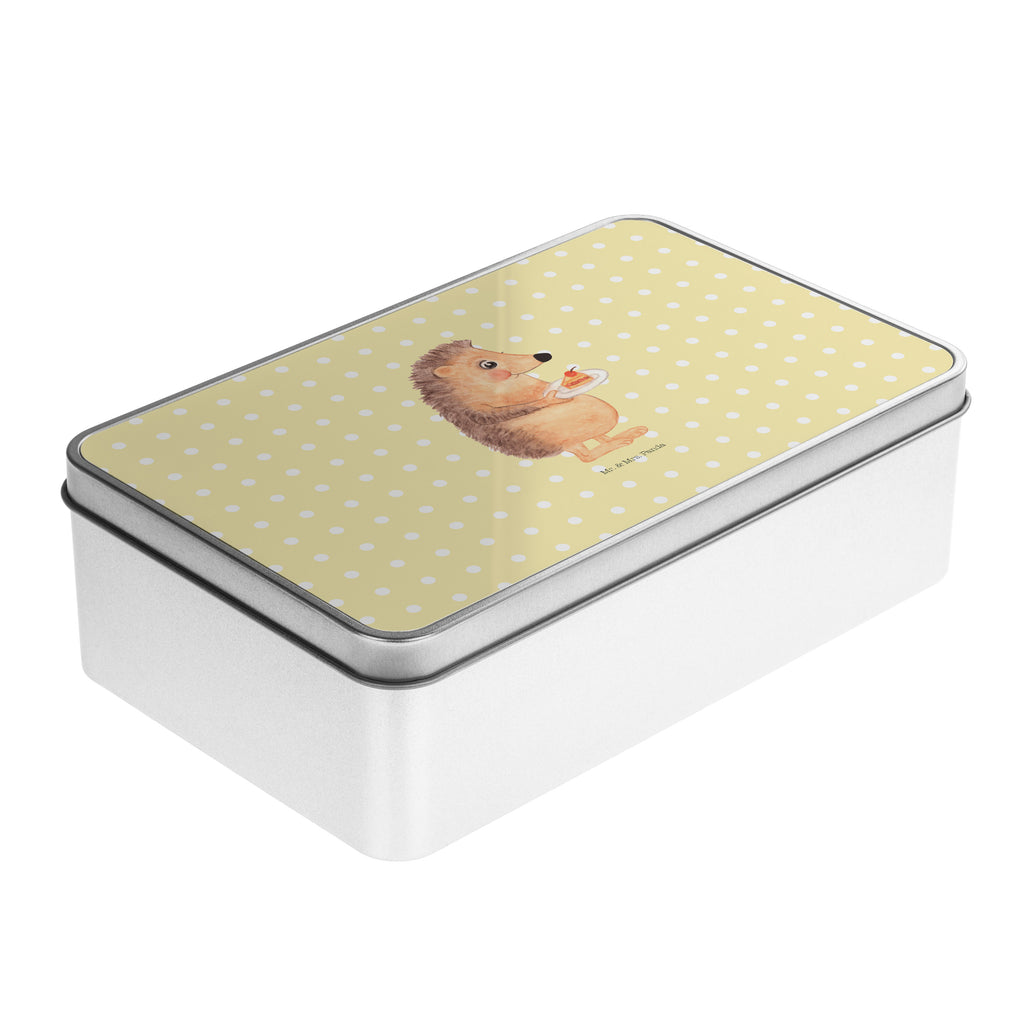 Metalldose rechteckig Igel mit Kuchenstück Blechdose, Metalldose, Blechbox, Container, Keksdose, Vorratsdose, Vorratsbox, Döschen, Versperbox, Vesperdose, Aufbewahrungsdose, Aufbewahrungsbox, Aluminiumdose, Dose, süße Tiermotive, gute Laune, lustige Sprüche, Tiere, Igel, Essen Spruch, Kuchen, Backen Geschenk, Kuchen backen, Einladung Party, Geburtstagskuchen, Torte