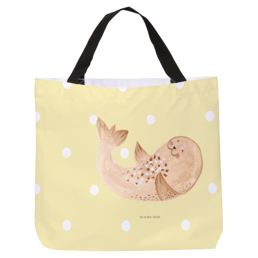 Shopper Robbe liegend Beutel, Einkaufstasche, Tasche, Strandtasche, Einkaufsbeutel, Shopper, Schultasche, Freizeittasche, Tragebeutel, Schulbeutel, Alltagstasche, Tiermotive, Gute Laune, lustige Sprüche, Tiere, Robbe, Robben, Seehund, Strand, Meerestier, Ostsee, Nordsee, Lachen, Freude
