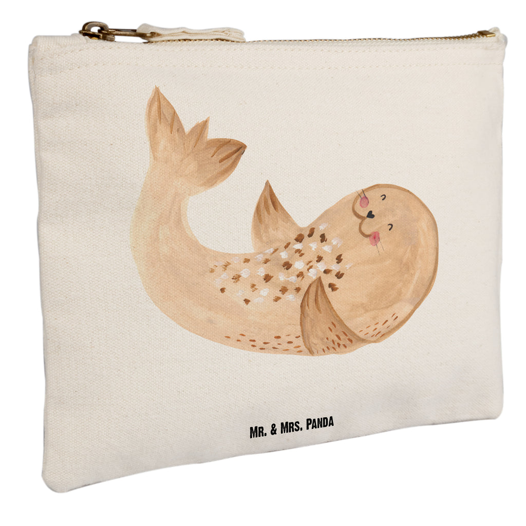 Schminktasche Robbe liegend Schminktasche, Kosmetiktasche, Kosmetikbeutel, Stiftemäppchen, Etui, Federmappe, Makeup, XXL, Schminketui, Kosmetiketui, Schlamperetui, Tiermotive, Gute Laune, lustige Sprüche, Tiere, Robbe, Robben, Seehund, Strand, Meerestier, Ostsee, Nordsee, Lachen, Freude