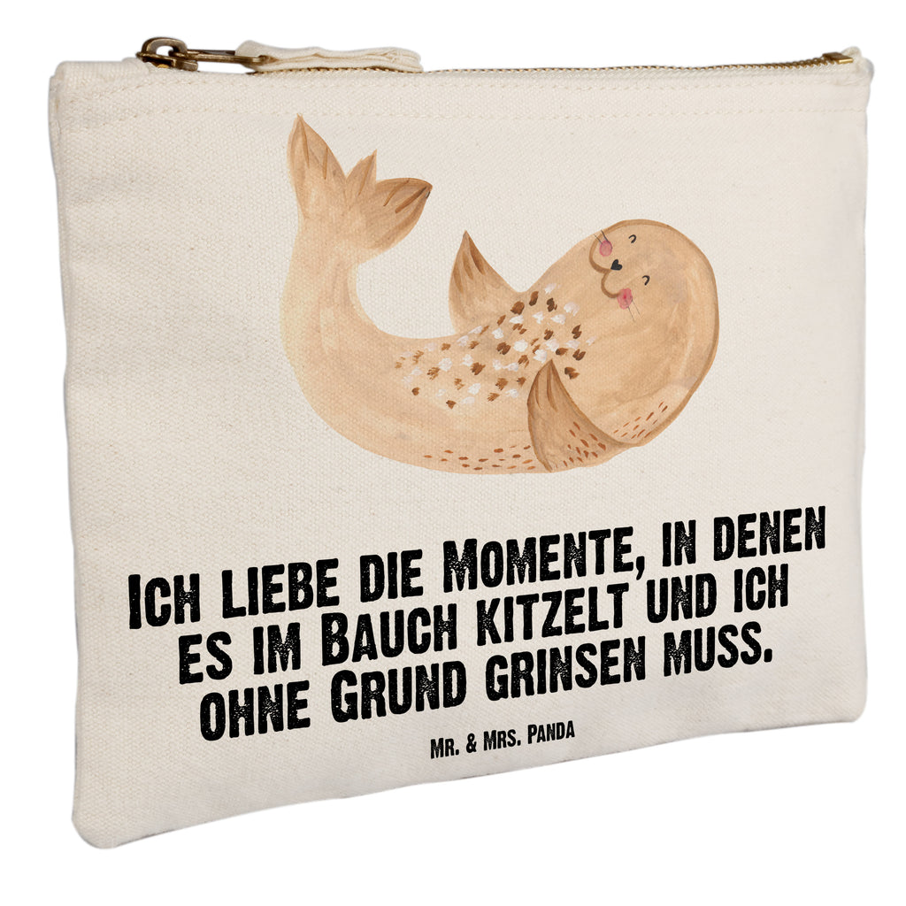 Schminktasche Robbe liegend Schminktasche, Kosmetiktasche, Kosmetikbeutel, Stiftemäppchen, Etui, Federmappe, Makeup, XXL, Schminketui, Kosmetiketui, Schlamperetui, Tiermotive, Gute Laune, lustige Sprüche, Tiere, Robbe, Robben, Seehund, Strand, Meerestier, Ostsee, Nordsee, Lachen, Freude